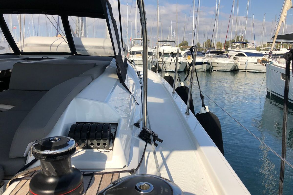 Cockpit of Salt Water, a Beneteau Oceanis 51.1 sailboat at Athens, Greece