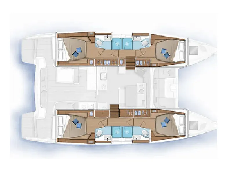 Floor plan of Aurora, a Lagoon 46 catamaran at Municipal Unit of Anaktorio, Greece