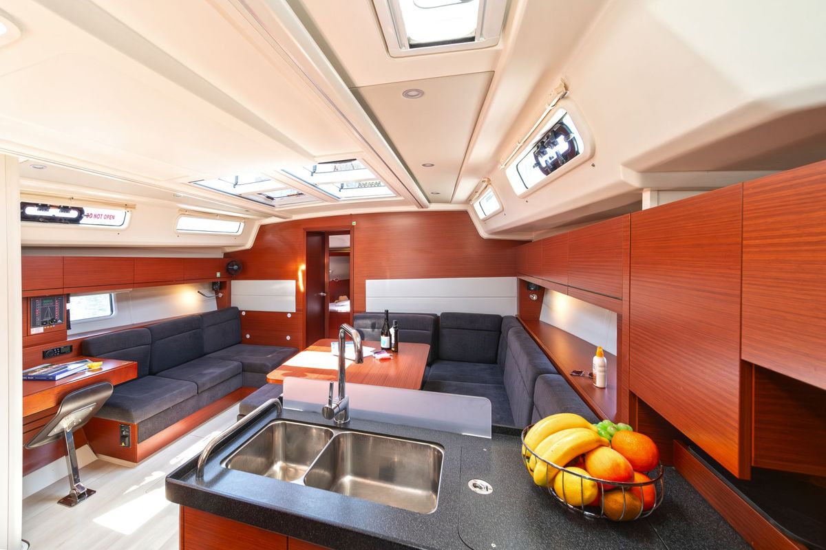 Galley of Kiveli, a Hanse Yachts Hanse 458 sailboat at Lavreotiki Municipal Unit, Greece