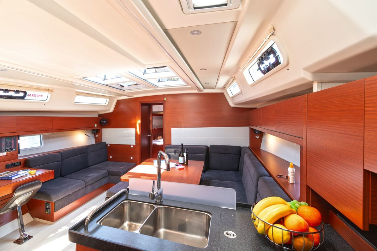 Galley of Kiveli, a Hanse Yachts Hanse 458 sailboat at Lavreotiki Municipal Unit, Greece
