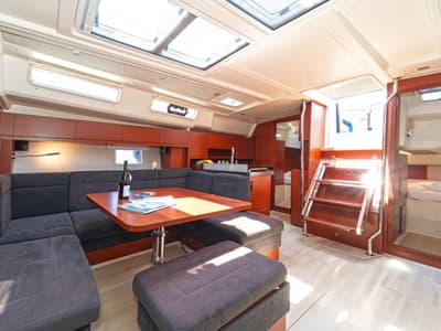 Salon of Kiveli, a Hanse Yachts Hanse 458 sailboat at Lavreotiki Municipal Unit, Greece