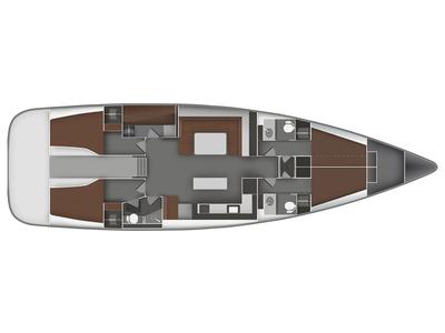 Floor plan of Vivace, a Bavaria 55 Cruiser sailboat at Općina Sukošan, Croatia