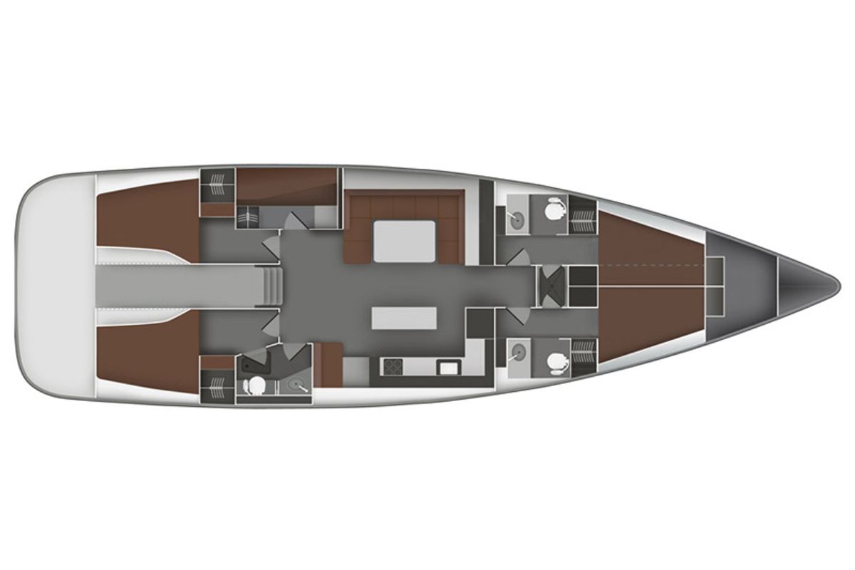 Floor plan of Vivace, a Bavaria 55 Cruiser sailboat at Općina Sukošan, Croatia