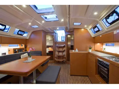 Salon of Avatar, a Bavaria Cruiser 46 sailboat at Grad Šibenik, Croatia