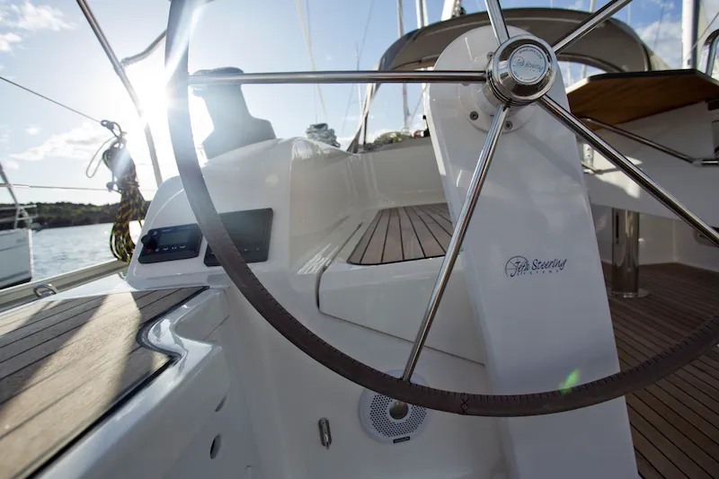 Cockpit of Avatar, a Bavaria Cruiser 46 sailboat at Grad Šibenik, Croatia