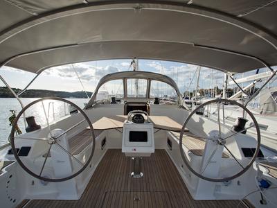 Cockpit of Avatar, a Bavaria Cruiser 46 sailboat at Grad Šibenik, Croatia
