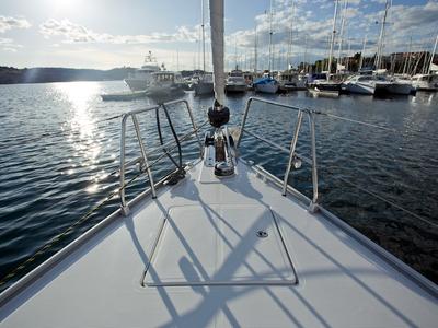 Deck of Avatar, a Bavaria Cruiser 46 sailboat at Grad Šibenik, Croatia