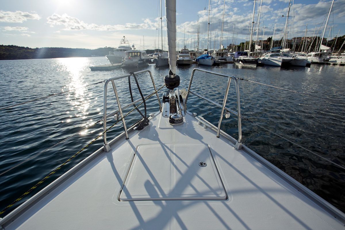 Deck of Avatar, a Bavaria Cruiser 46 sailboat at Grad Šibenik, Croatia
