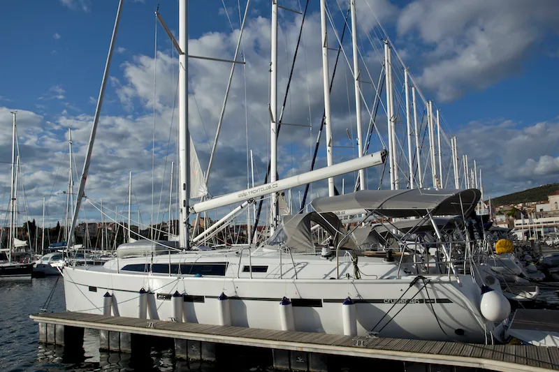 Exterior view of Avatar, a Bavaria Cruiser 46 sailboat at Grad Šibenik, Croatia