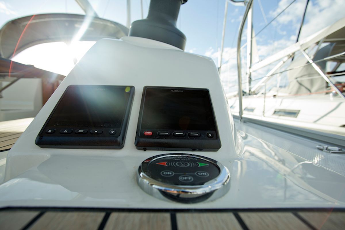 Cockpit of Avatar, a Bavaria Cruiser 46 sailboat at Grad Šibenik, Croatia