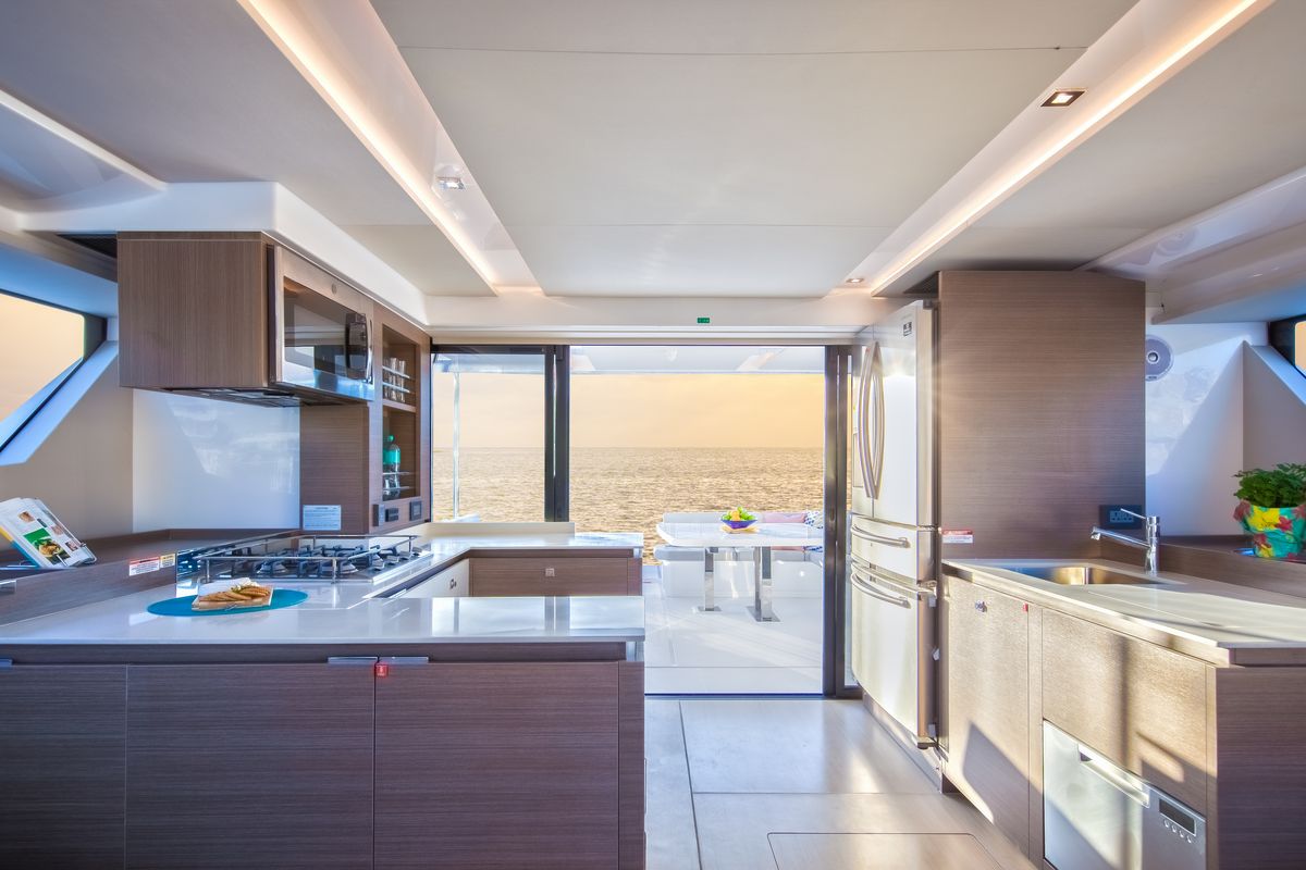 Galley of Moorings 534 PC Club, a Leopard 53 PC catamaran at Road Town, British Virgin Islands