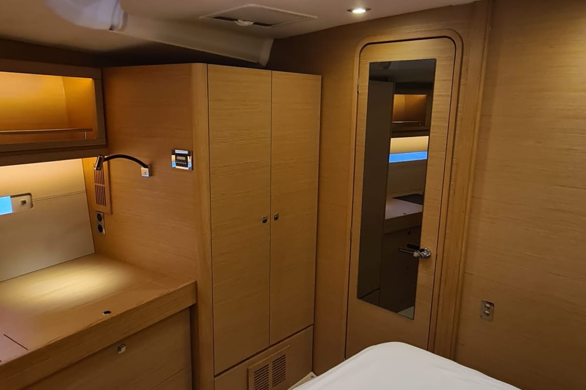 Cabin on Premium, a Dufour 56 Exclusive sailboat at Castellammare del Golfo, Italy