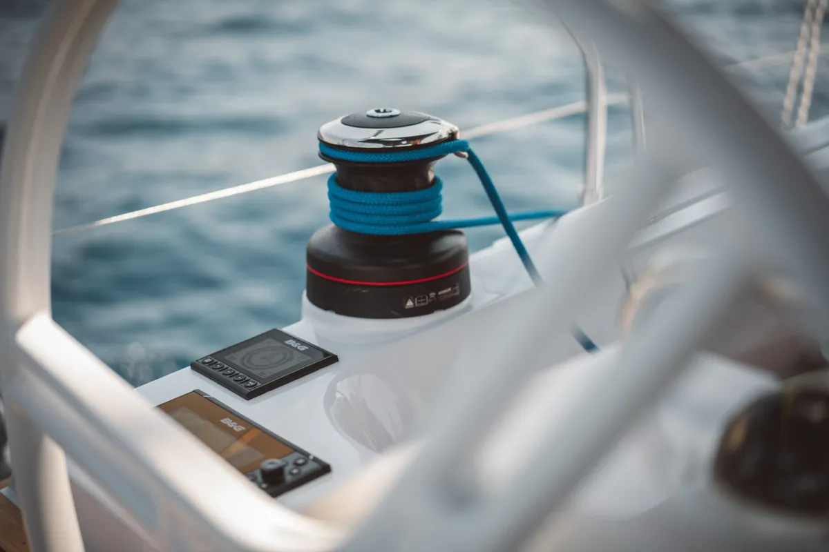 Cockpit of REBEL YELL, a Elan Impression 45.1 sailboat at Grad Pula, Croatia