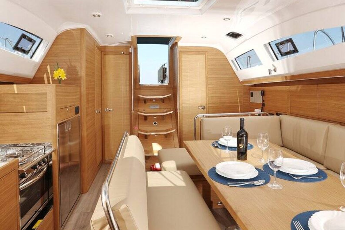 Salon of REBEL YELL, a Elan Impression 45.1 sailboat at Grad Pula, Croatia