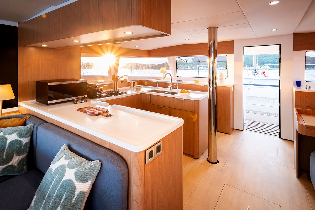 Galley of Lumière, a Bali 5.2 catamaran at Općina Sukošan, Croatia