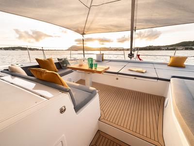 Deck of Lumière, a Bali 5.2 catamaran at Općina Sukošan, Croatia