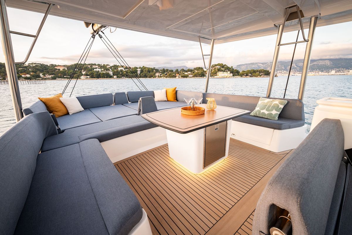 Deck of Lumière, a Bali 5.2 catamaran at Općina Sukošan, Croatia