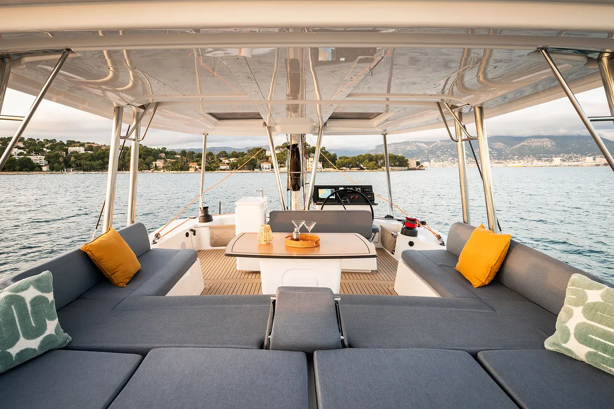 Deck of Lumière, a Bali 5.2 catamaran at Općina Sukošan, Croatia
