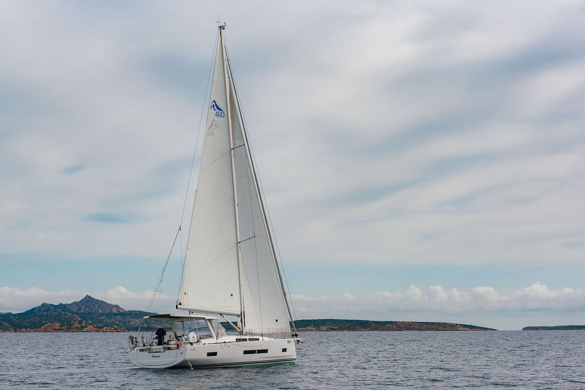 Exterior view of Orsasei - Owner version, A/C, Water maker, Solar Panel, a Hanse Yachts Hanse 460 sailboat at Cannigione, I…