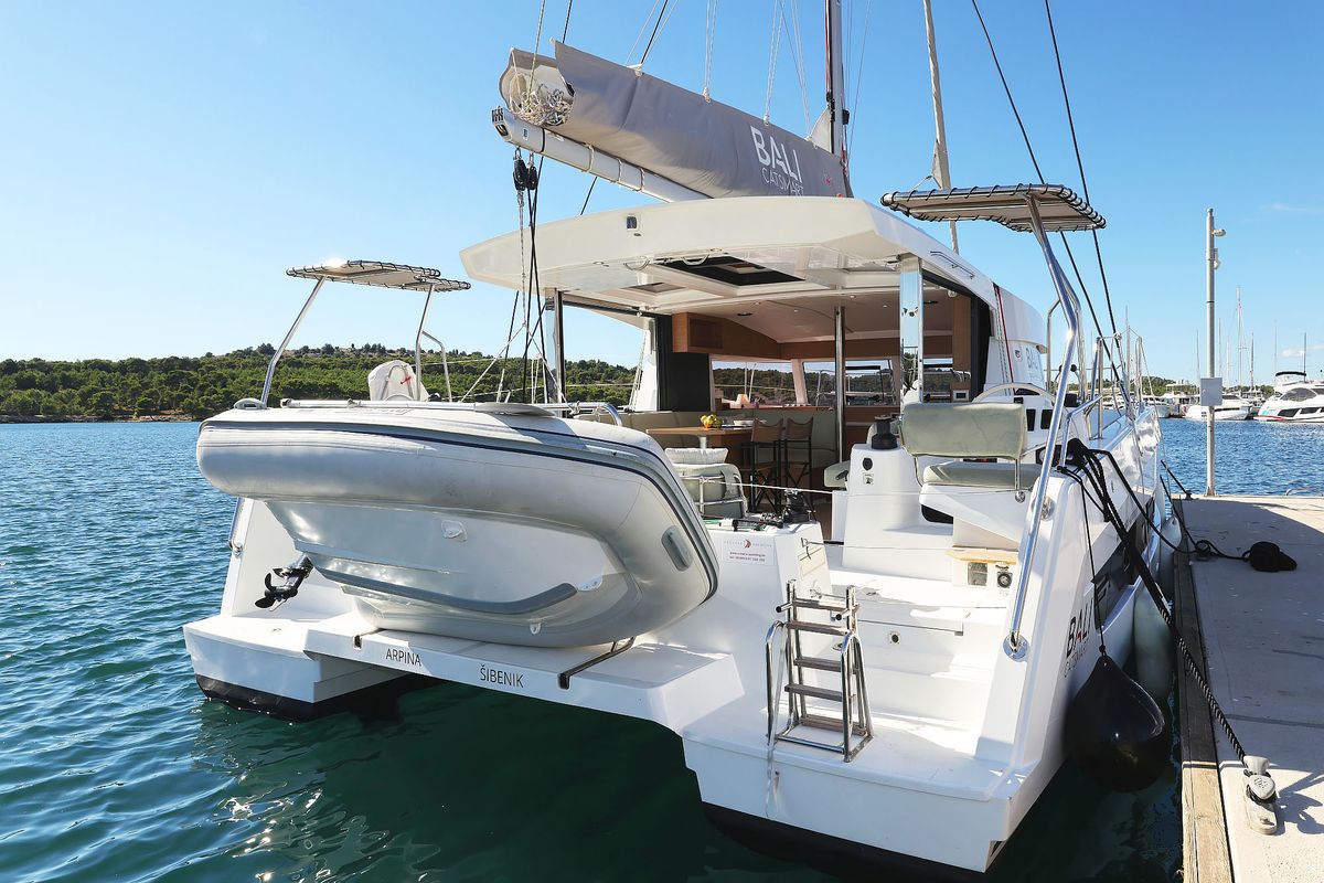 Exterior view of Arpina, a Bali Catsmart catamaran at Grad Šibenik, Croatia