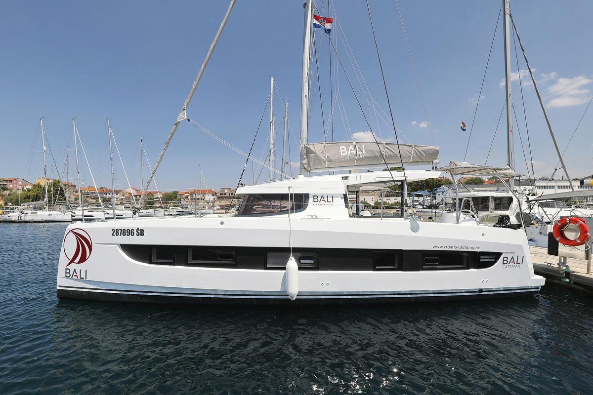 Exterior view of Arpina, a Bali Catsmart catamaran at Grad Šibenik, Croatia