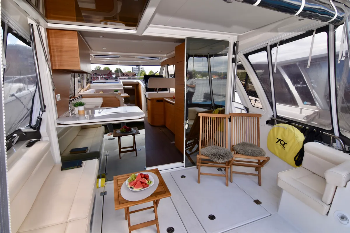 Deck of Helgeroa, a Greenline 39 yacht at Porsgrunn, Norway