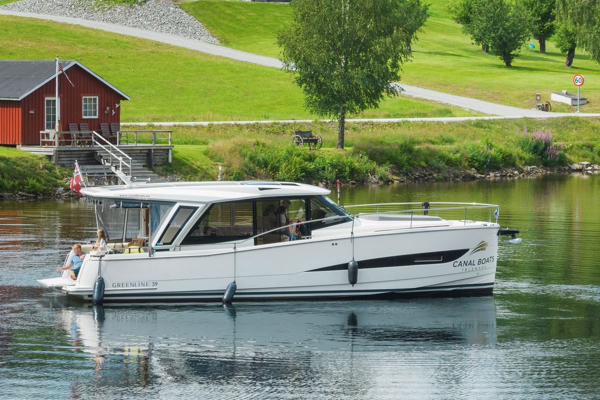 Exterior view of Helgeroa, a Greenline 39 yacht at Porsgrunn, Norway