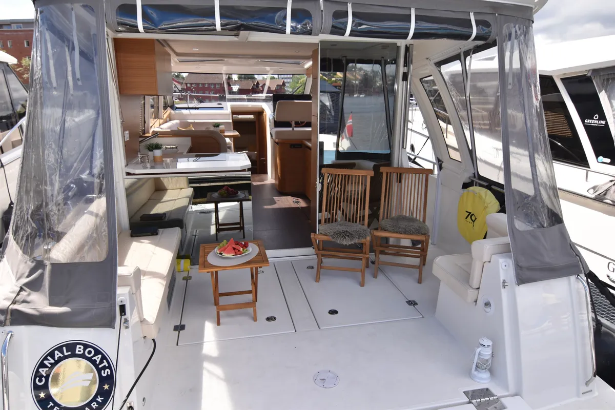 Deck of Helgeroa, a Greenline 39 yacht at Porsgrunn, Norway