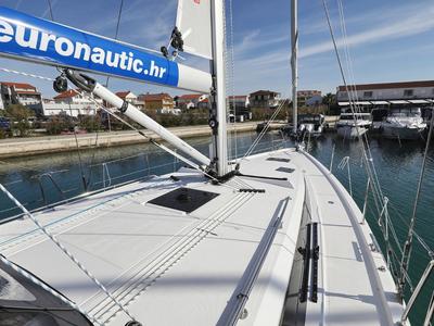 Deck of Summertime, a Bavaria C42 sailboat at Pirovac, Croatia
