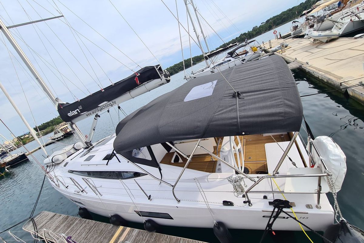 Exterior view of Hangover, a Elan Impression 45 sailboat at Grad Šibenik, Croatia