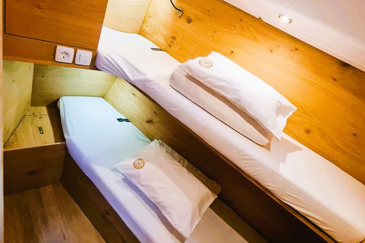 Cabin on Hangover, a Elan Impression 45 sailboat at Grad Šibenik, Croatia