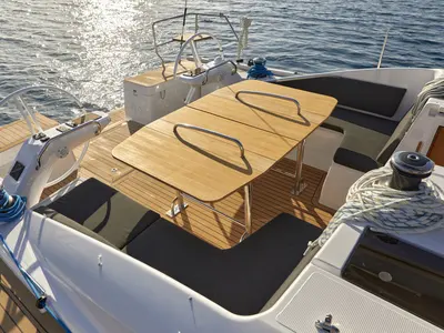 Deck of Hangover, a Elan Impression 45 sailboat at Grad Šibenik, Croatia
