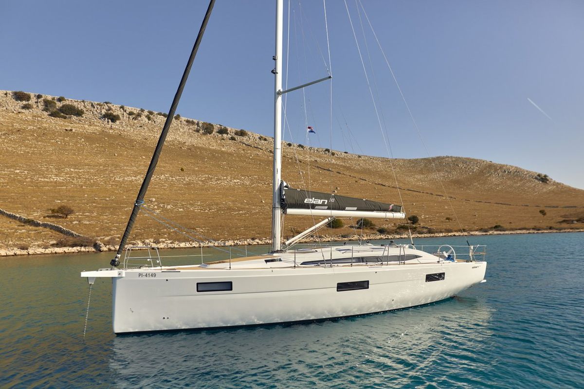 Exterior view of Hangover, a Elan Impression 45 sailboat at Grad Šibenik, Croatia
