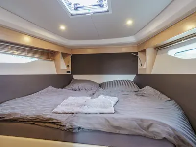 Cabin on Ostwind, a Bavaria SR36 Open Top yacht at Cala Egos, Spain
