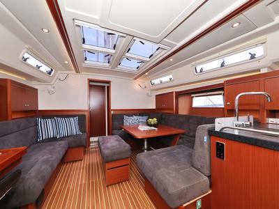 Salon of Bare Necessities, a Hanse Yachts Hanse 455 sailboat at Grad Kaštela, Croatia