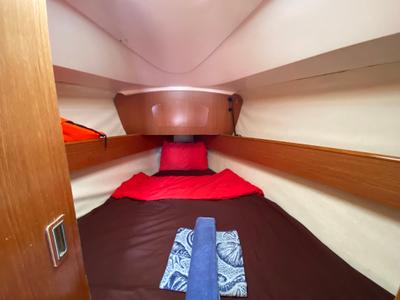 Cabin on Zarif, a Jeanneau Sun Odyssey 32 sailboat at Fethiye, Turkey