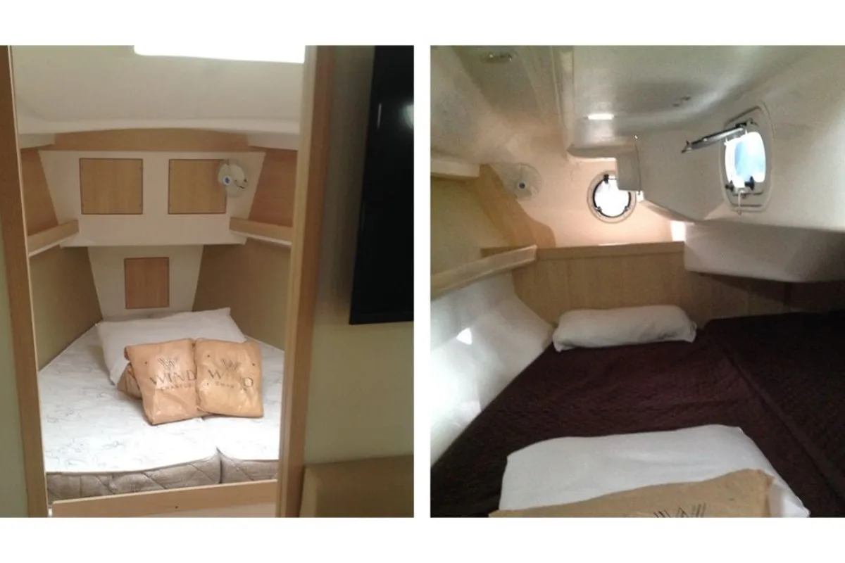 Cabin on Damis Jolie, a Delta 365 sailboat at Paraty, Brazil