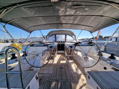 Cockpit of Eileen, a Bavaria C46 sailboat at Zadar, Croatia