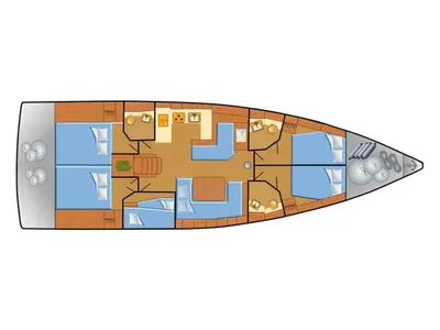Floor plan of Alboran Mary-Anne, a Beneteau Oceanis 51.1 sailboat at Las Palmas, Spain