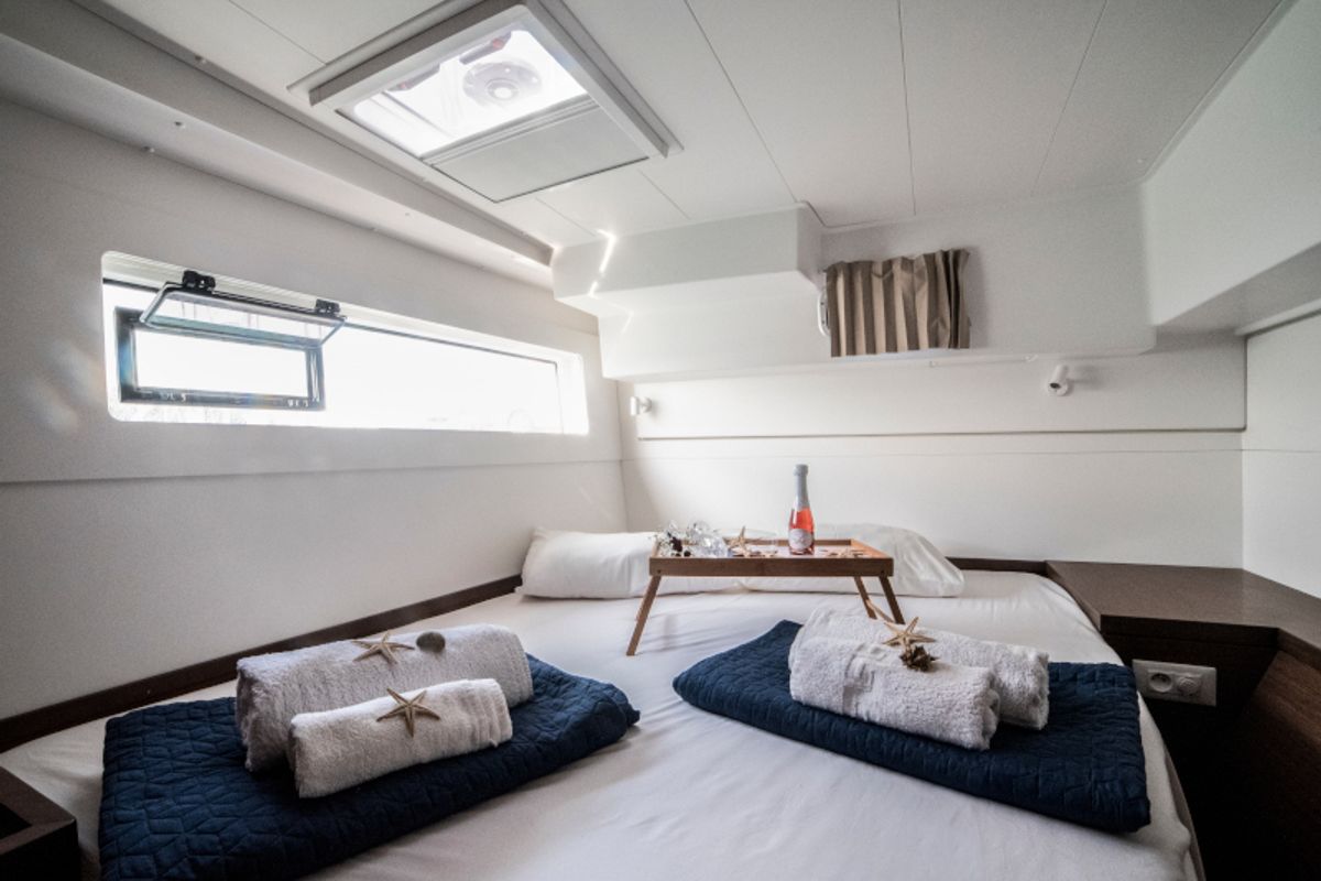 Cabin on Il Vento, a Lagoon 40 catamaran at Gouvia, Greece
