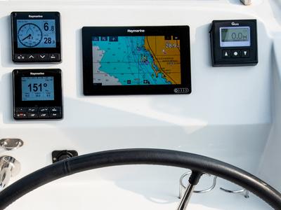 Cockpit of Il Vento, a Lagoon 40 catamaran at Gouvia, Greece