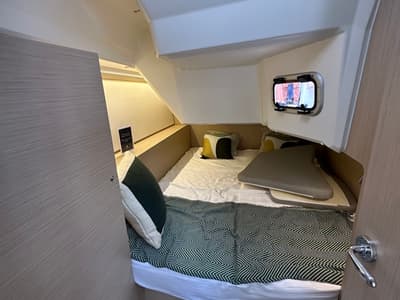 Cabin on Aquarius, a Beneteau Oceanis 37.1 sailboat at Olbia, Italy