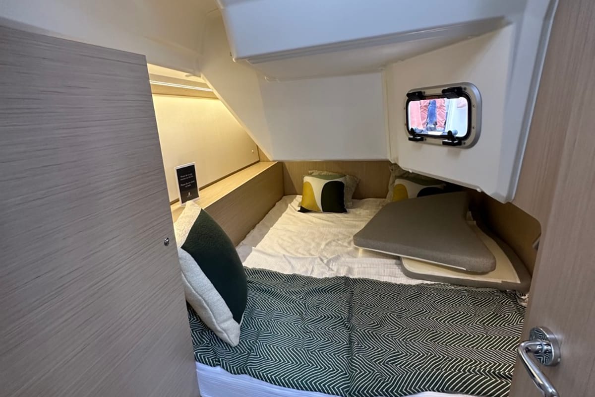 Cabin on Aquarius, a Beneteau Oceanis 37.1 sailboat at Olbia, Italy