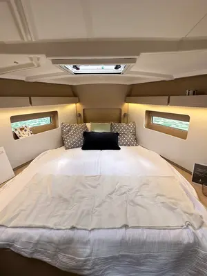 Cabin on Aquarius, a Beneteau Oceanis 37.1 sailboat at Olbia, Italy