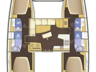 Floor plan of Alexandros, a Lagoon 42 catamaran at Athens, Greece