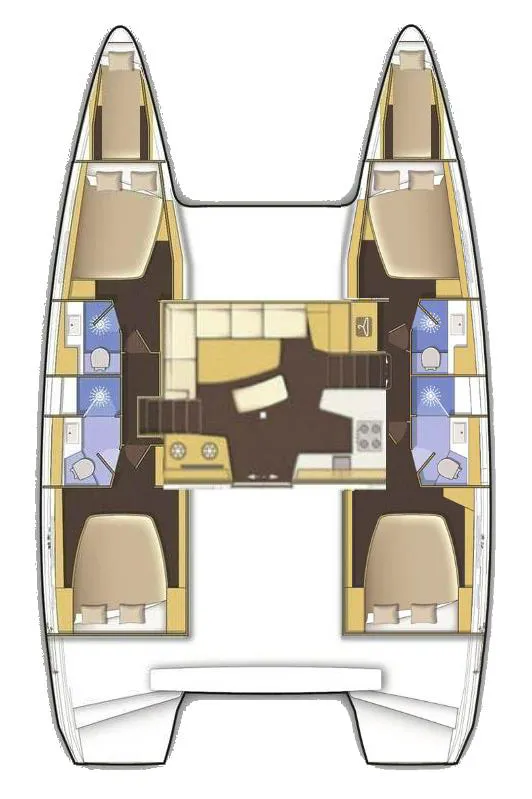 Floor plan of Alexandros, a Lagoon 42 catamaran at Athens, Greece