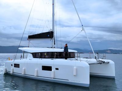 Salon of Alexandros, a Lagoon 42 catamaran at Athens, Greece