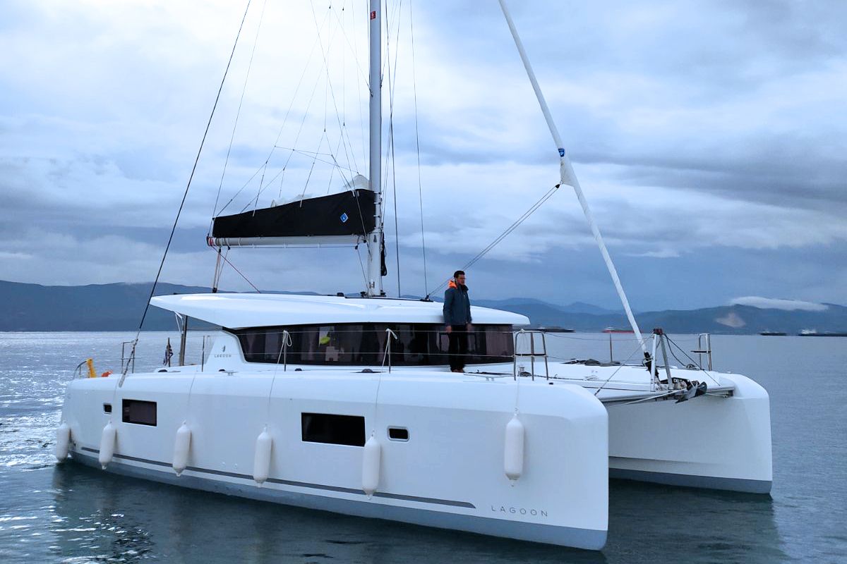 Salon of Alexandros, a Lagoon 42 catamaran at Athens, Greece