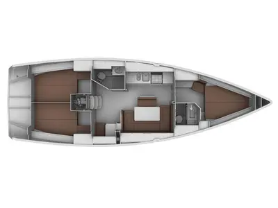 Floor plan of AF-B40C, a Bavaria 40 Cruiser sailboat at Preveza, Greece