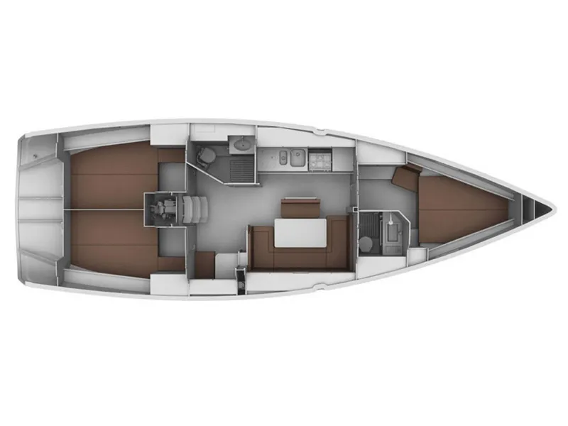 Floor plan of AF-B40C, a Bavaria 40 Cruiser sailboat at Preveza, Greece